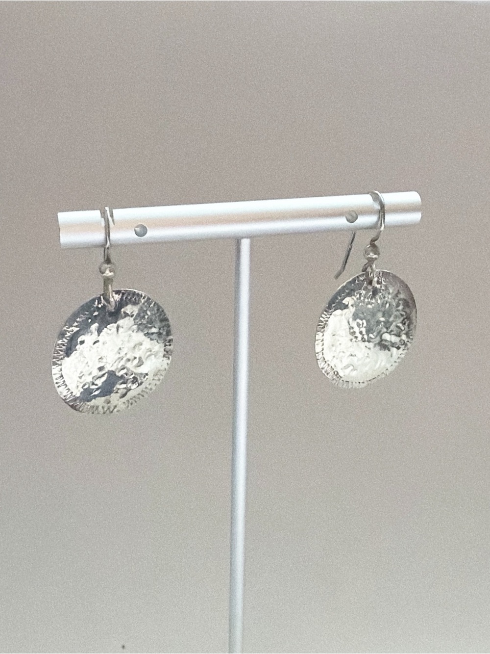 Liz & Ron Artisan Textured Sterling Silver Disc Drop Earrings
